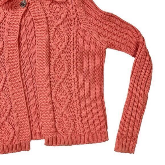 Ann Taylor Loft Studio Cardigan Sweater Womens Small Pink Granny Core Open Knit - Picture 4 of 16